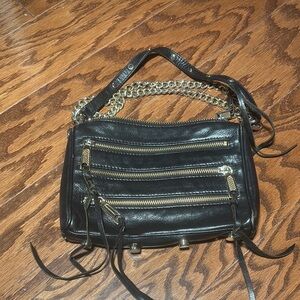 Black Leather Chain Strap Bag